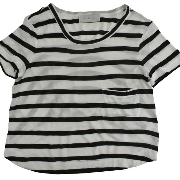 A.L.C. striped t shirt XS navy white crop top - Picture 4 of 6